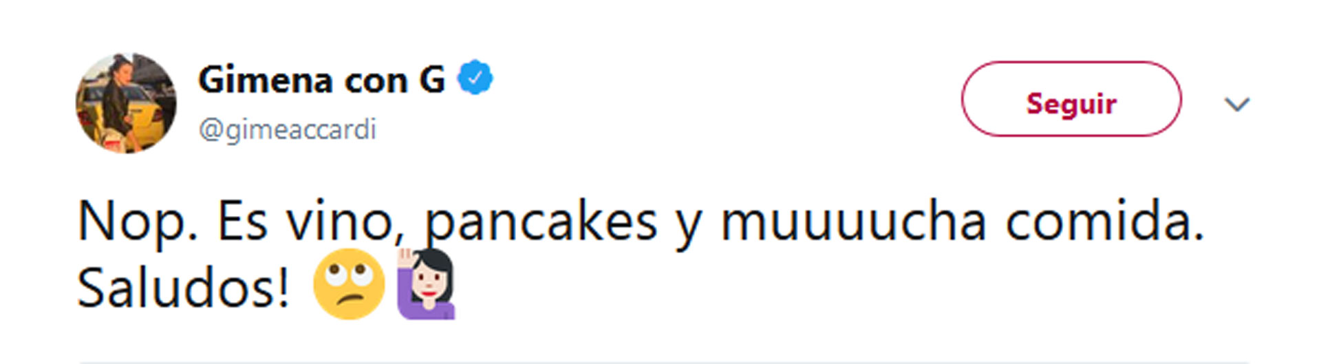 El posteo de Gimena en Twitter.