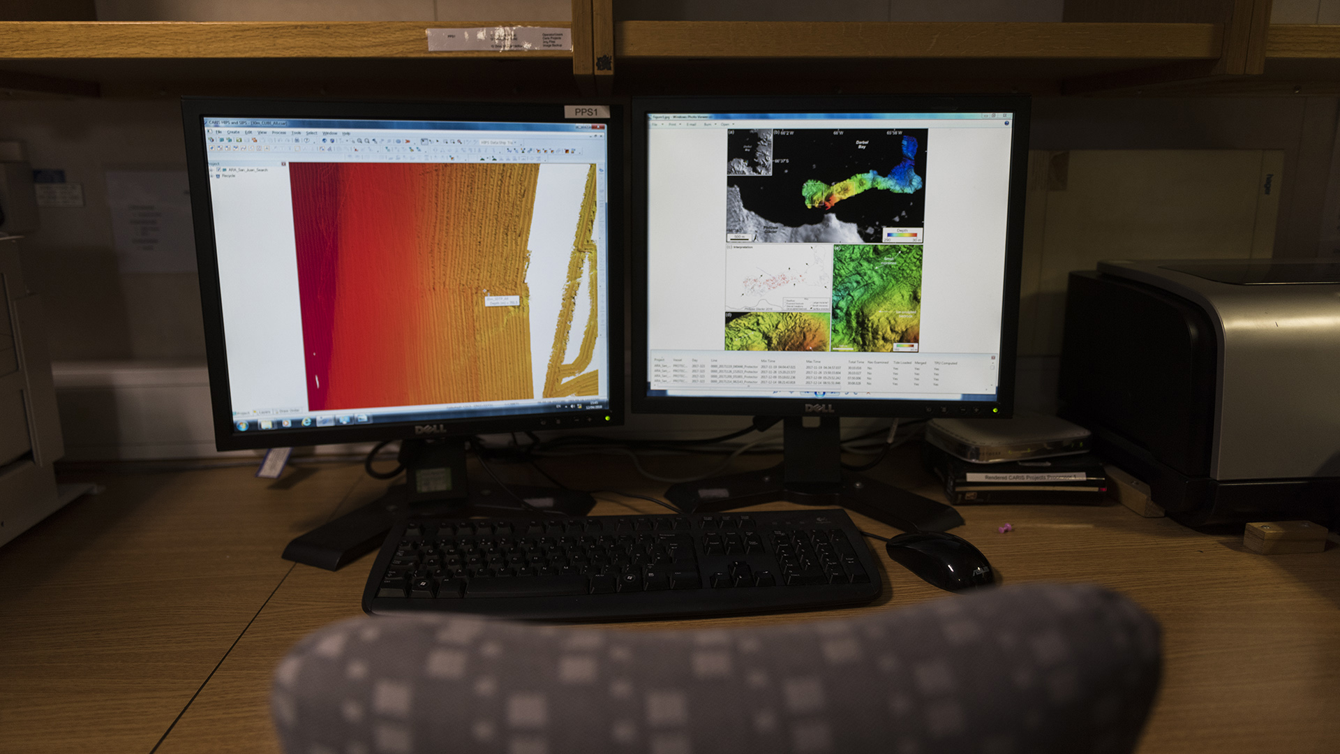 La imagen del lecho marino que provee la ecosonda multihaz con la que está equipada el HMS Protector