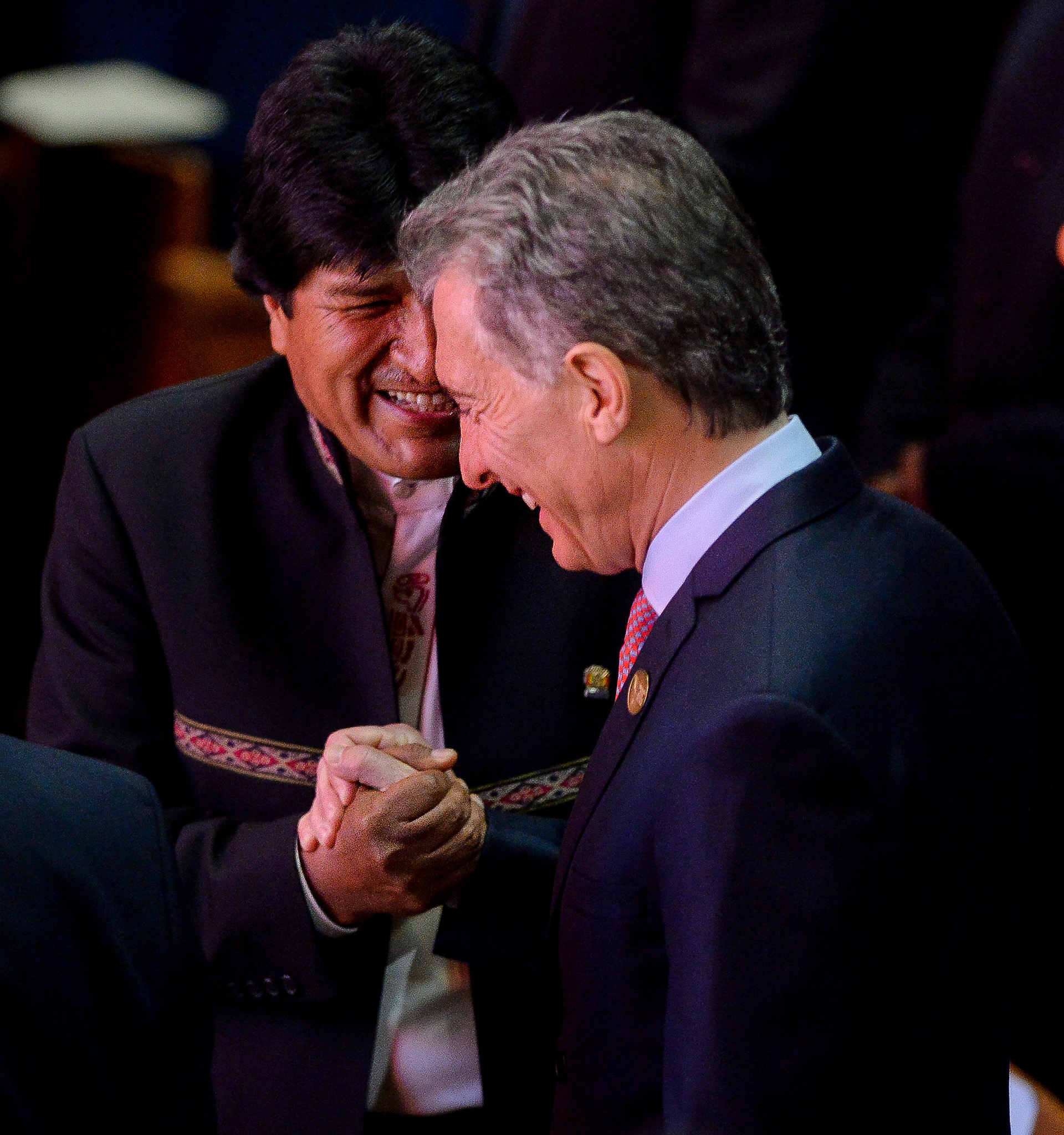 Evo Morales y Mauricio Macri en la última VIII Cumbre de las Américas en Lima (Presidencia)