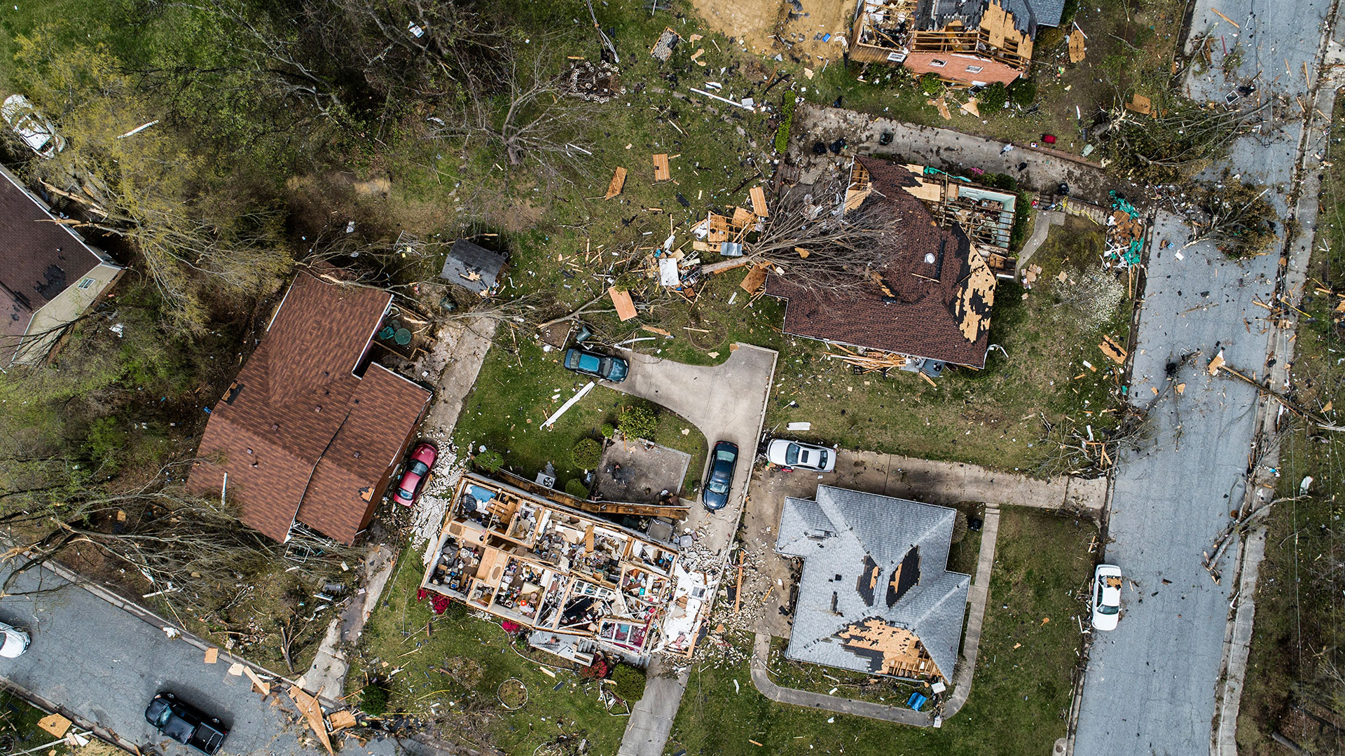 Una vista aérea de un barrio en Greensboro, North Carolina