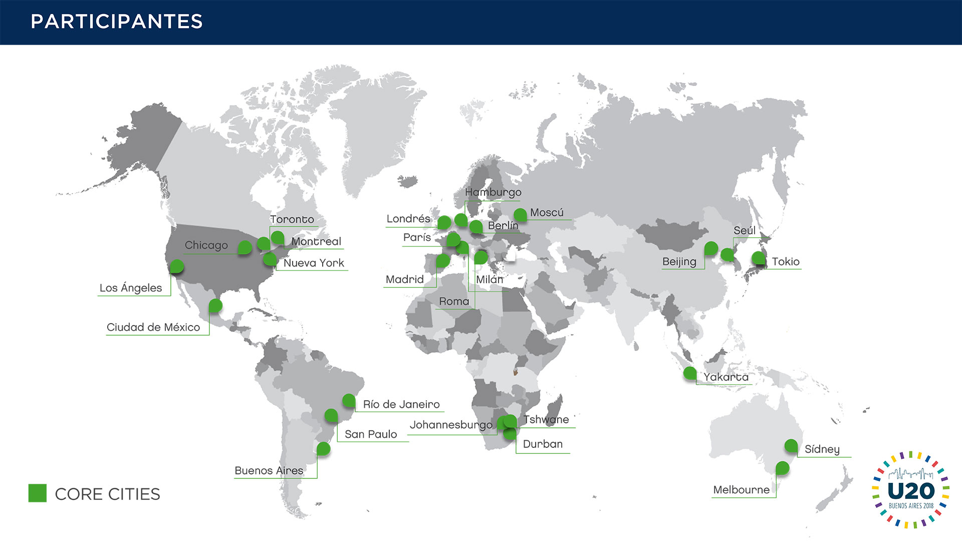Las ciudades que participan del Urban 20