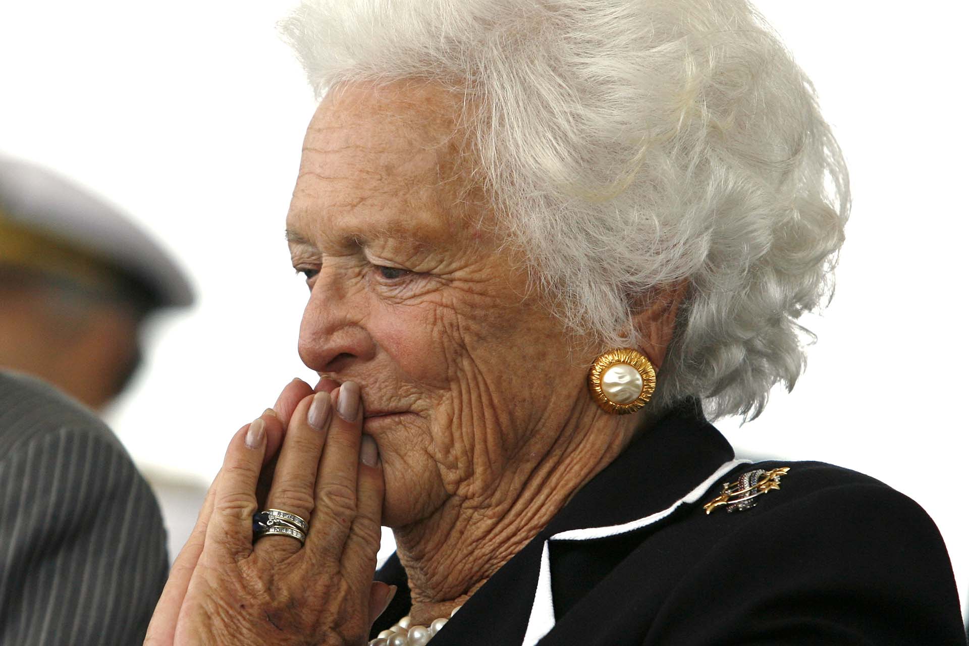 En la ceremonia de inauguración del barco USS George H.W. Bush en Newport News, Virginia, (REUTERS/Kevin Lamarque)