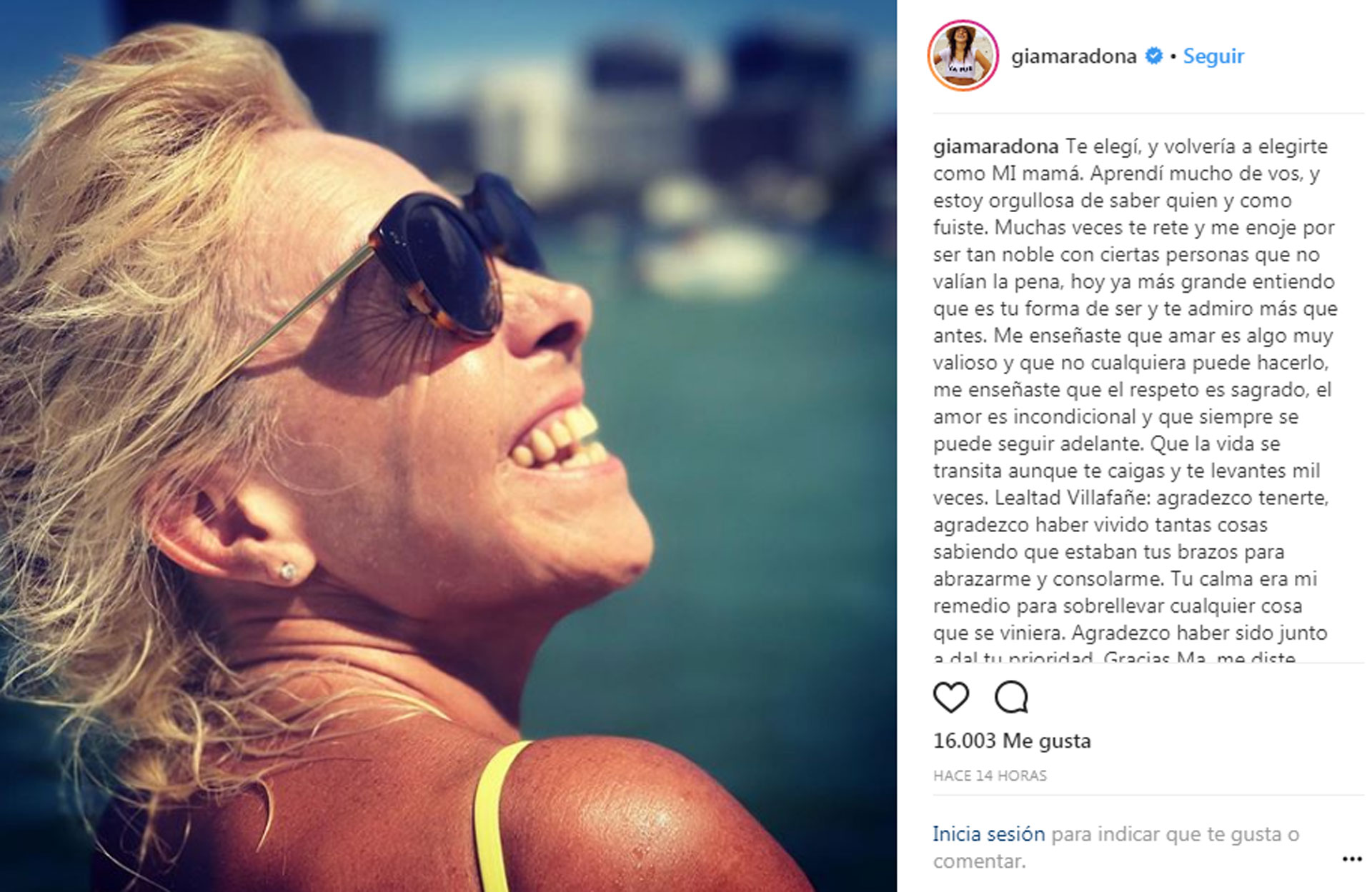 Las palabras de Gianinna a su mamá. (Foto: Instagram)
