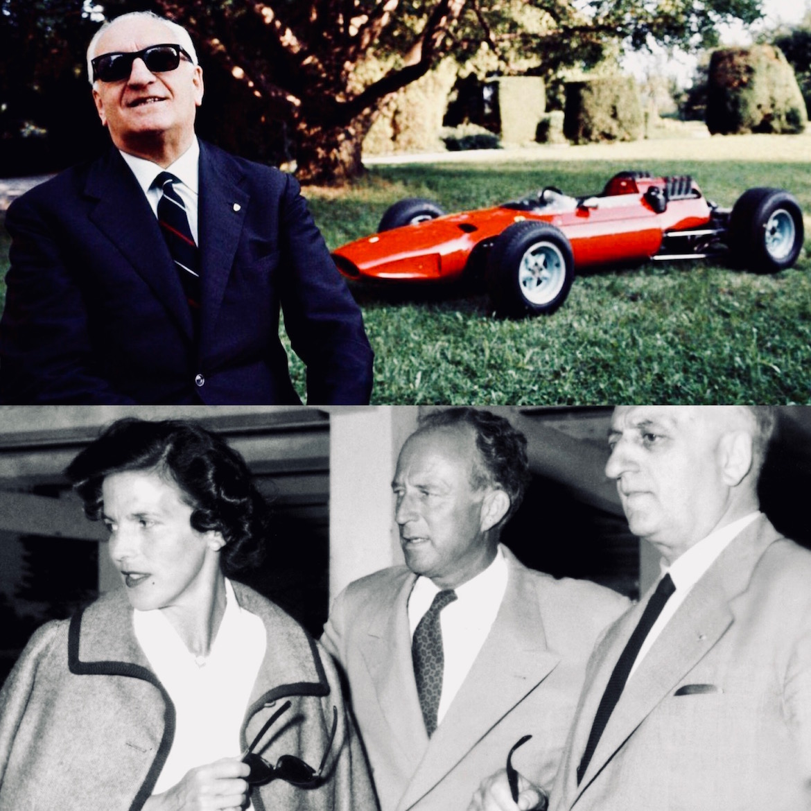 Ferrari junto a su amante Lina Lari, con quien tuvo a su hijo Piero, fruto de su relación extra matrimonial. Su esposa Laura fue la madre de Alfredo, quien falleció a los 24 años de distrofia muscular