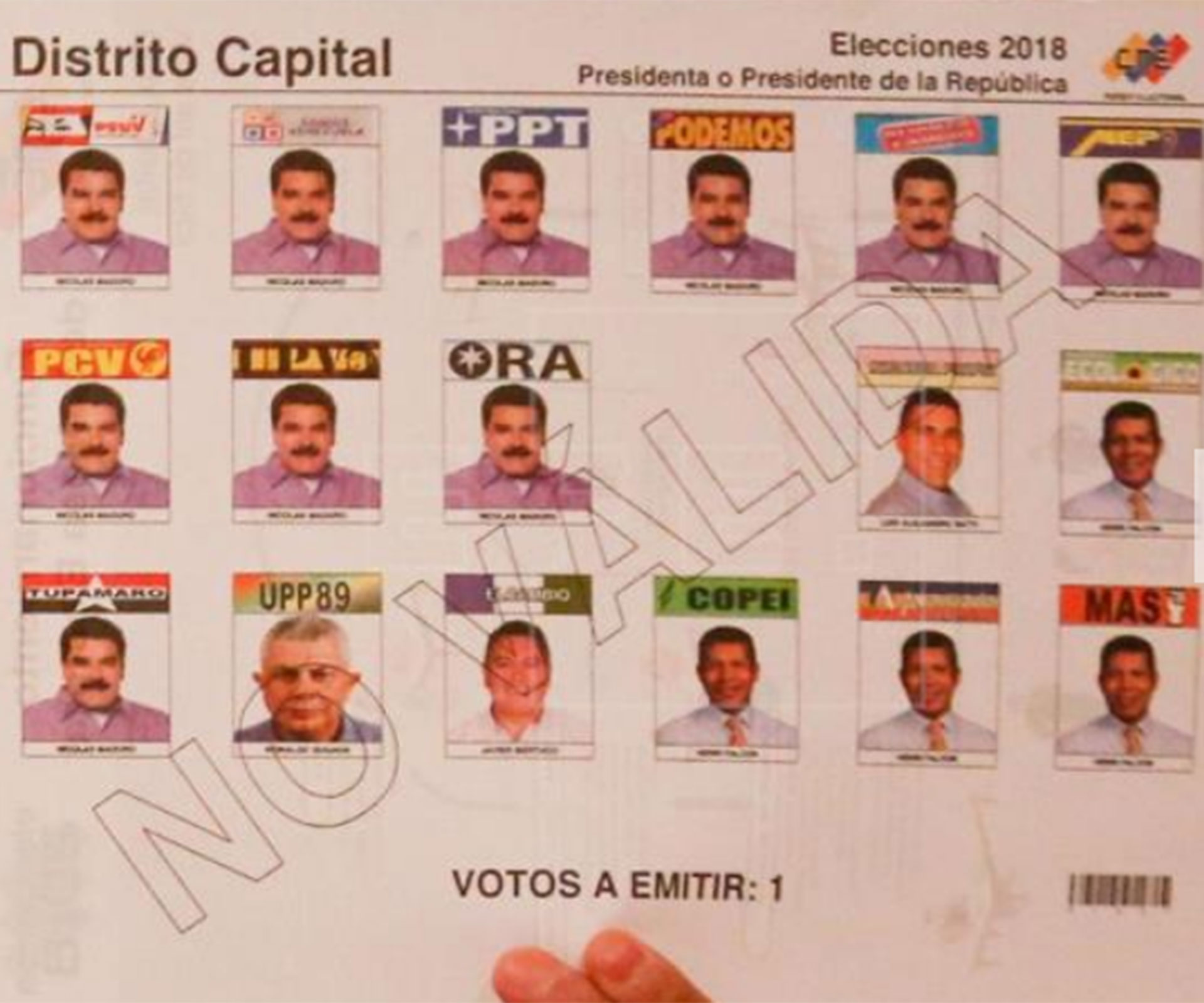 El tarjetón discrimina al colocar a los opositores debajo de Maduro (EFE)