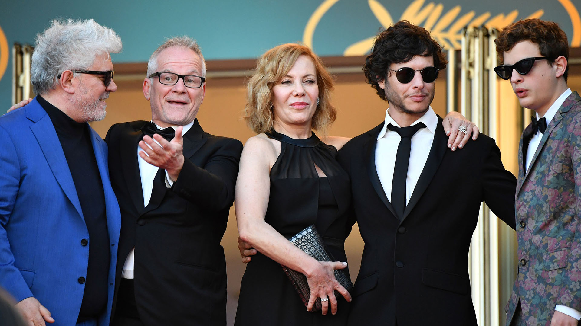 Pedro Almodóvar, Cecilia Roth, Luis Ortega y Lorenzo Ferro (AFP)