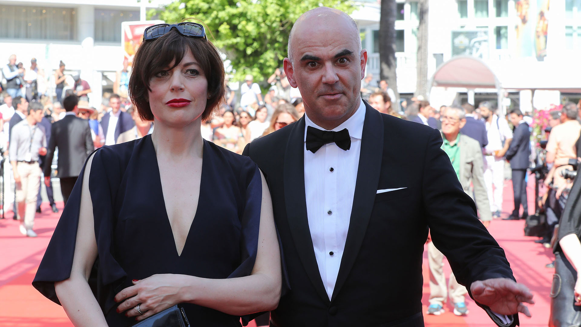 El presidente de la Confederación Suiza, Alain Berset, y su esposa Muriel Zeender Berset (AFP)