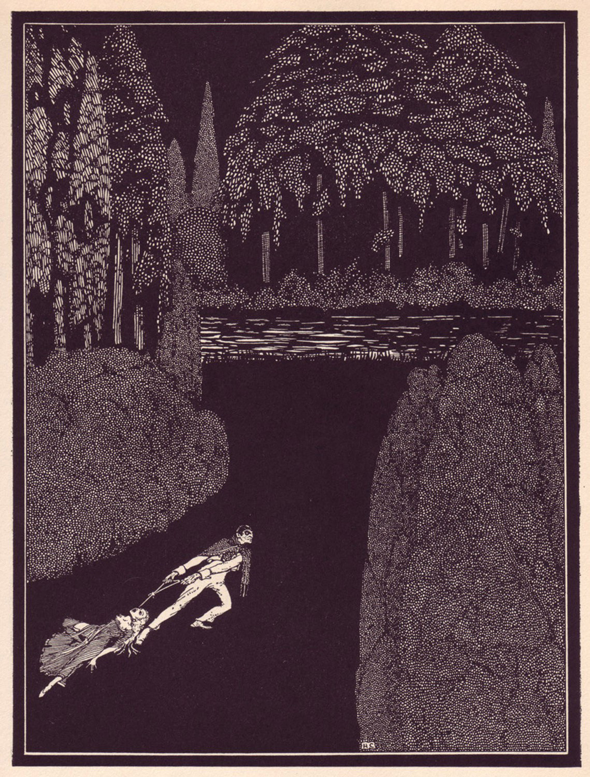 Ilustración de Harry Clarke, de la edición de 1919 de “El misterio de María Roget”