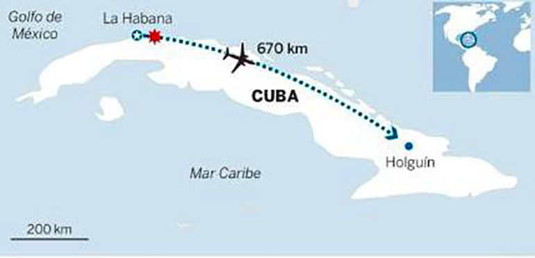 El trayecto que debía hacer el avión (Infografía del diario Granma)