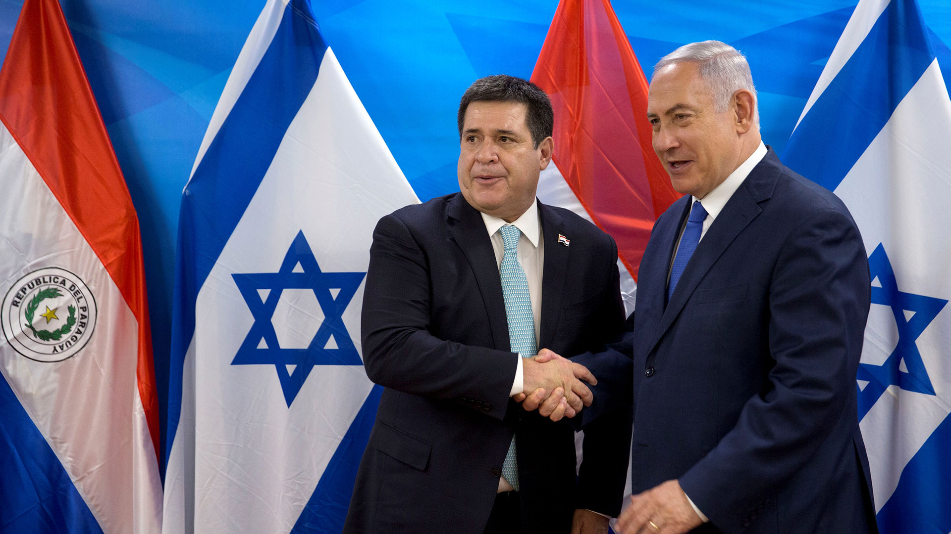 El entonces presidente de Paragauy, Horacio Cartes, inauguraba la embajada en Jerusalén en mayo de 2018 (Reuters)