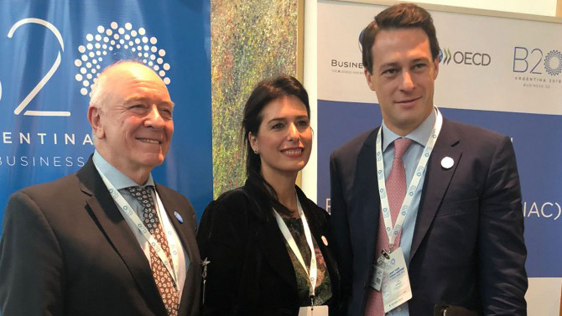 Luís Marchese, de Corporación América y Executive Advisor del B20; Inés Berton, fundadora de Tealosophy, y Hugo Eurnekian, presidente de CGC