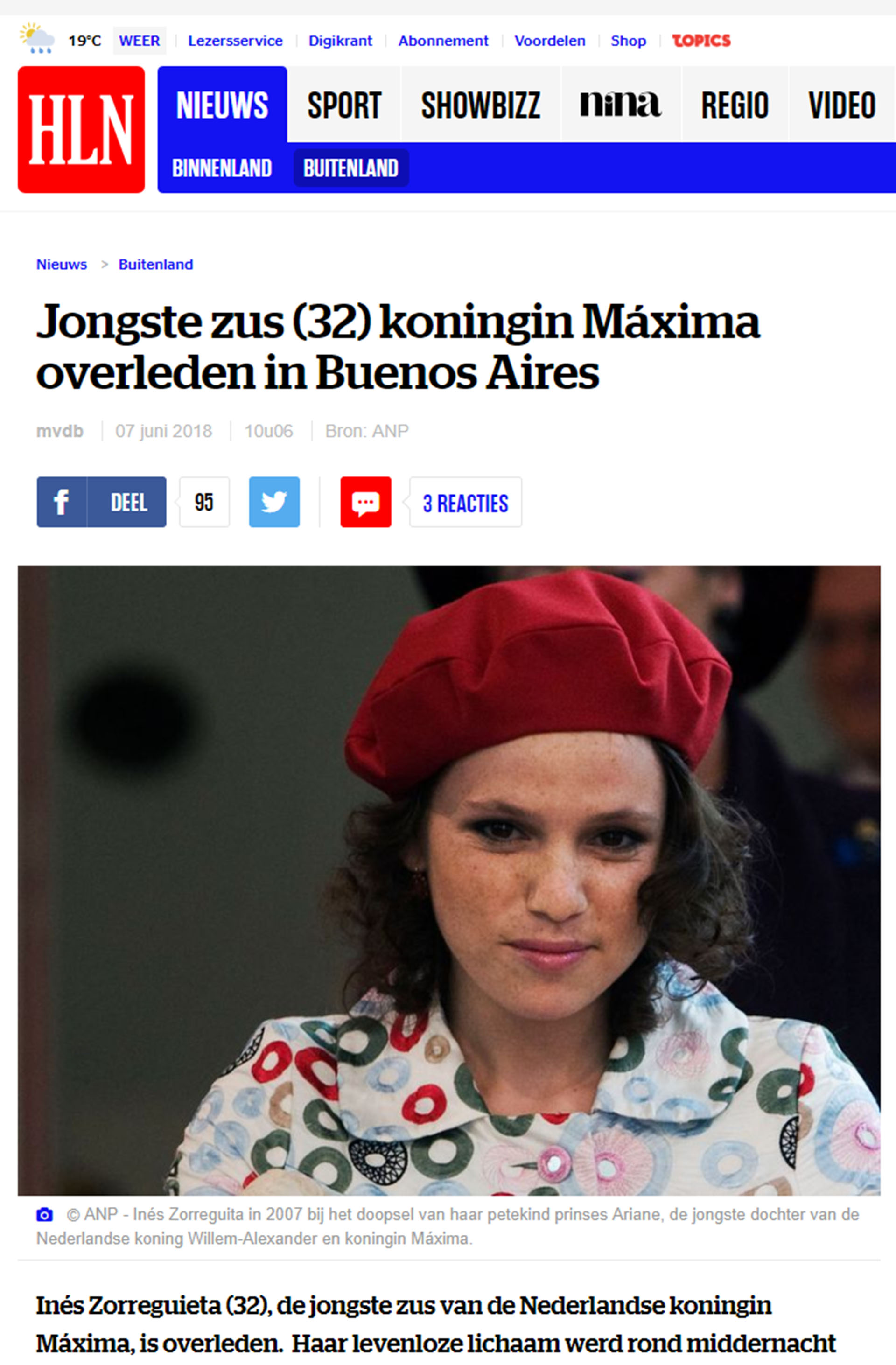 muerte hermana maxima medios holanda HLN SF