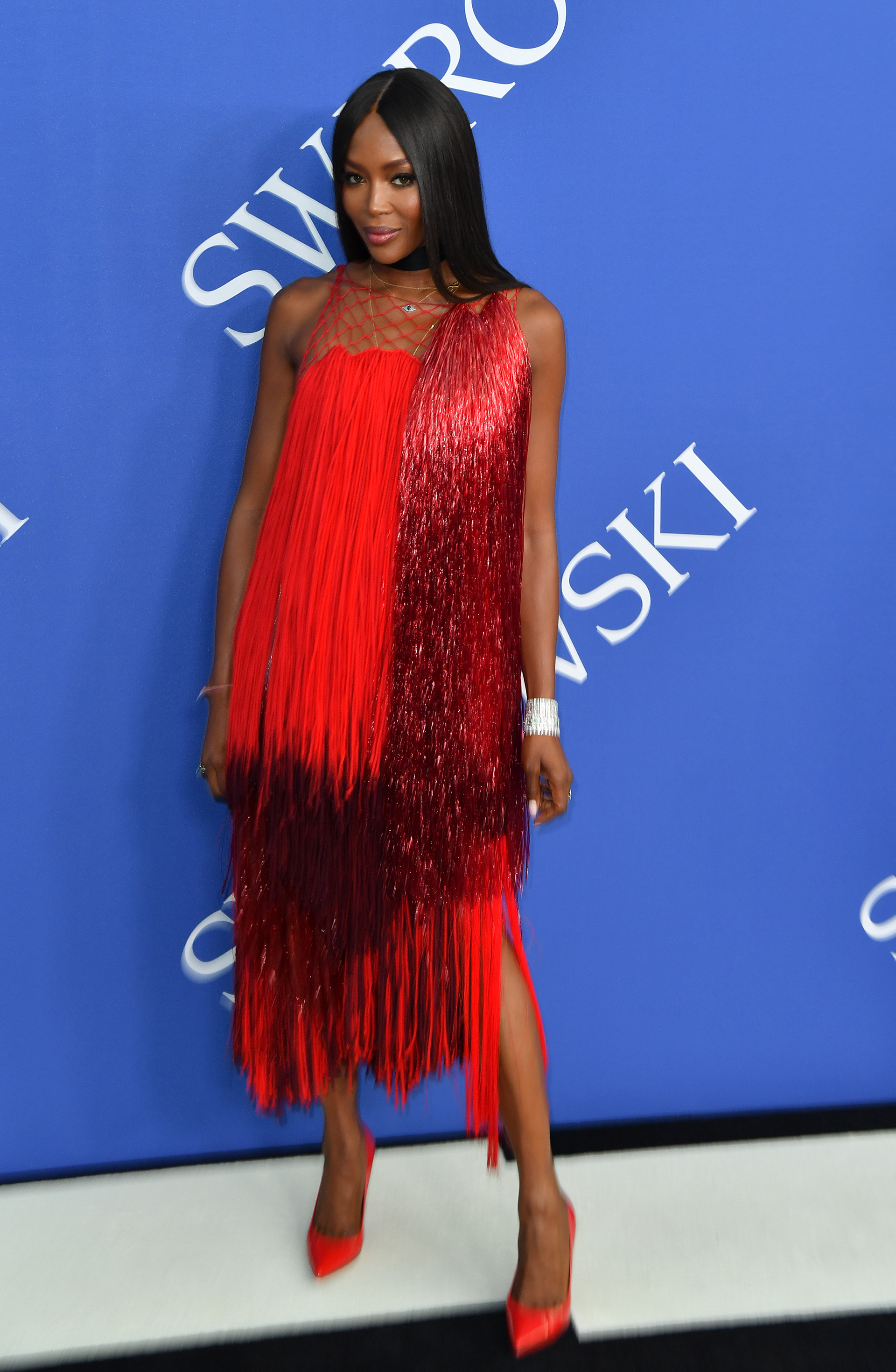 Flecos y brillos para la icónica Naomi Campbell