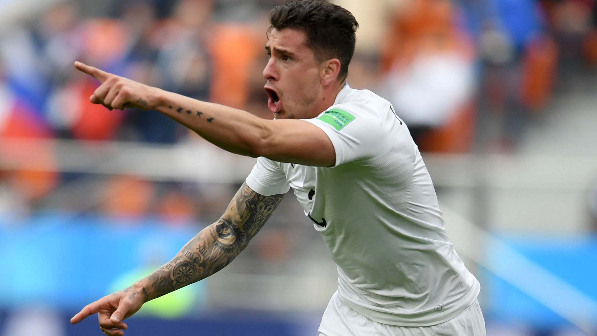 Gimenez fue el autor del gol con el que se desahogó Uruguay