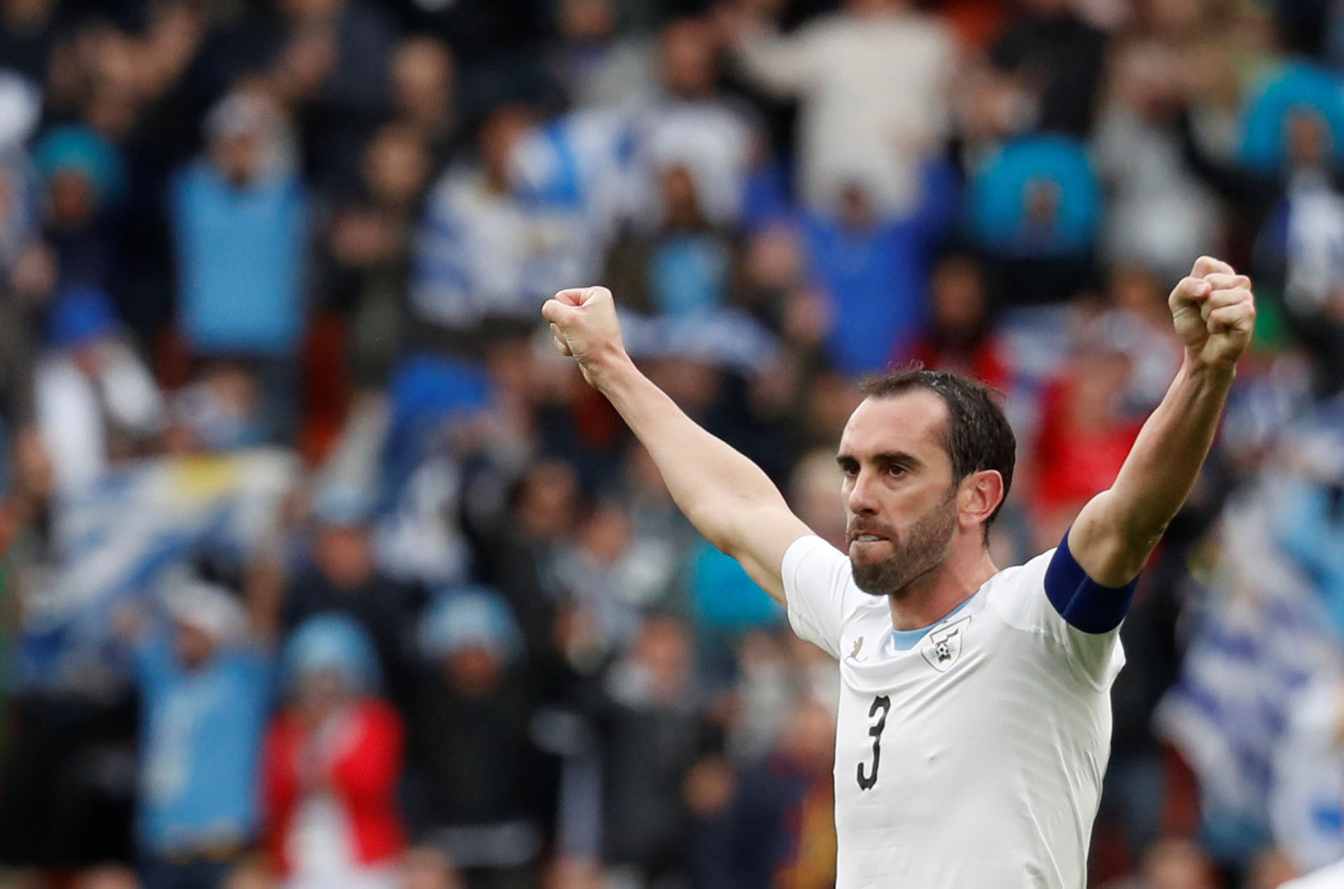 El capitán celebra la victoria de Uruguay