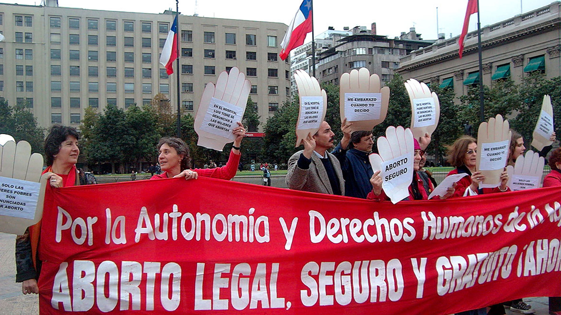 Manifestación en favor del aborto libre en Chile