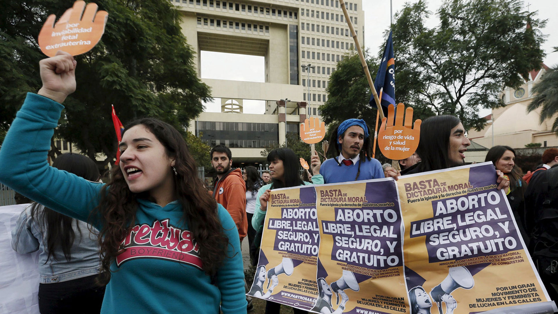 Manifestación en favor del aborto libre en Chile