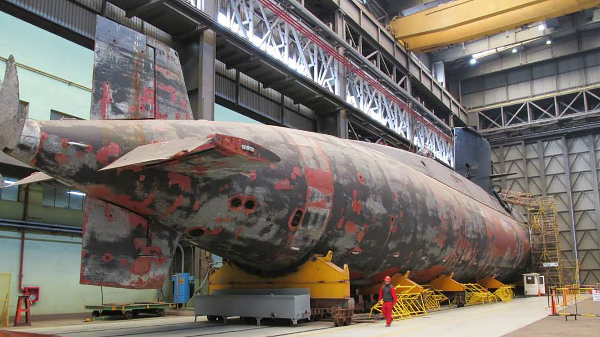 El submarino Santa Cruz, gemelo del San Juan, actualmente en reparaciones