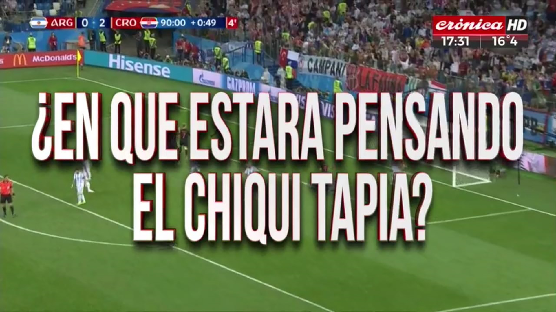 Placa de Crónica HD tras la derrota de la Selección Nacional ante Croacia en el Mundial de Rusia 2018