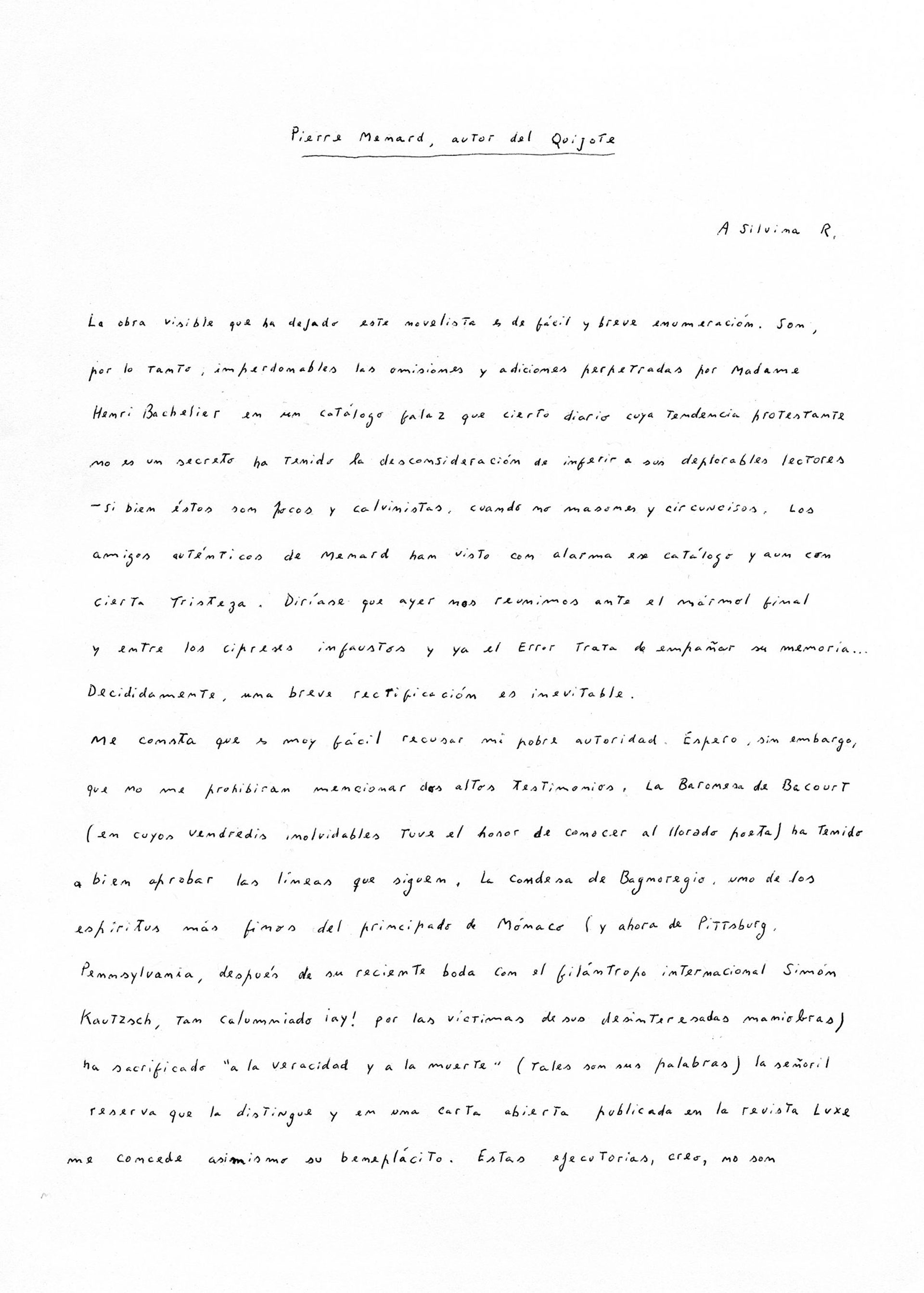 La obra “Fabio Kacero, autor del Jorge Luis Borges, autor del Pierre Menard, autor del Quijote”
