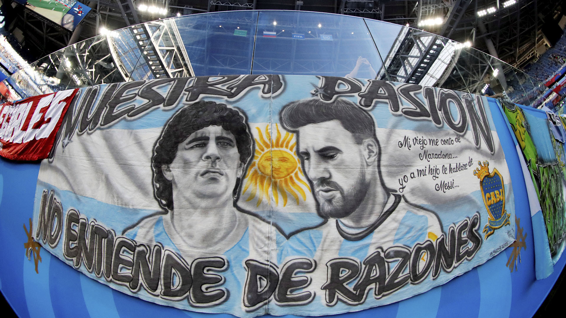Desde temprano, en el Zenit Arena, los hinchas argentinos se hicieron presentes