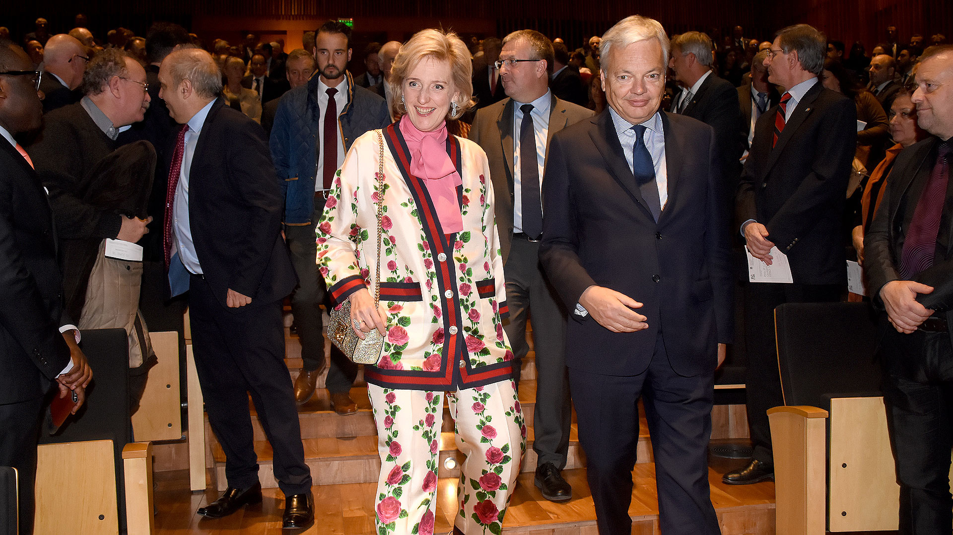 La llegada de la princesa Astrid de Bélgica al Centro Cultural Kirchner junto a Didier Reynders, viceprimer ministro Federal y ministro de Relaciones Exteriores y Asuntos Europeos