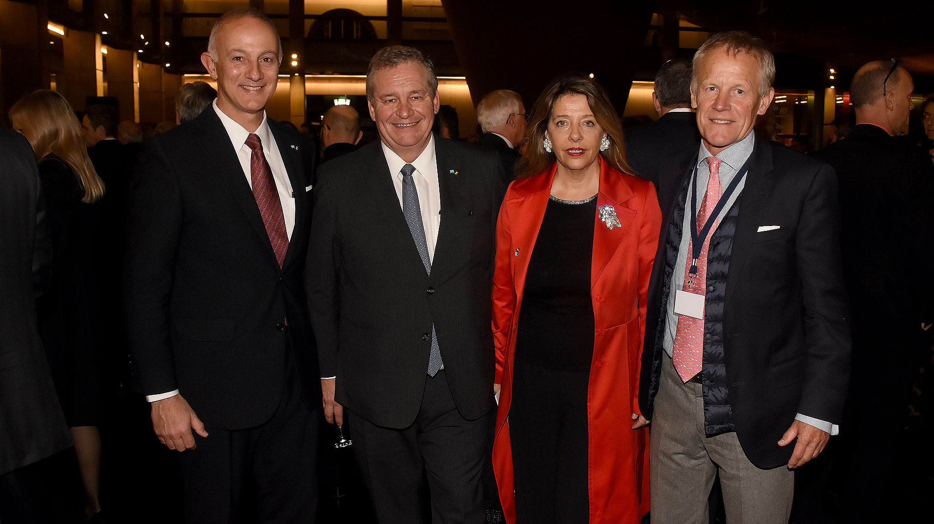 Carlos Juni, presidente de Ionics, junto al embajador de Bélgica en la Argentina, Peter Maddens; María Claudia Pedrayes y Frank Giegas, CEO de DS Group