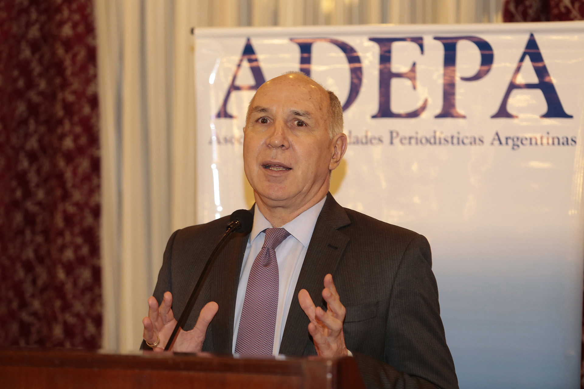 El presidente de la Corte Suprema de Justicia, Ricardo Lorenzetti, durante la cena de ADEPA