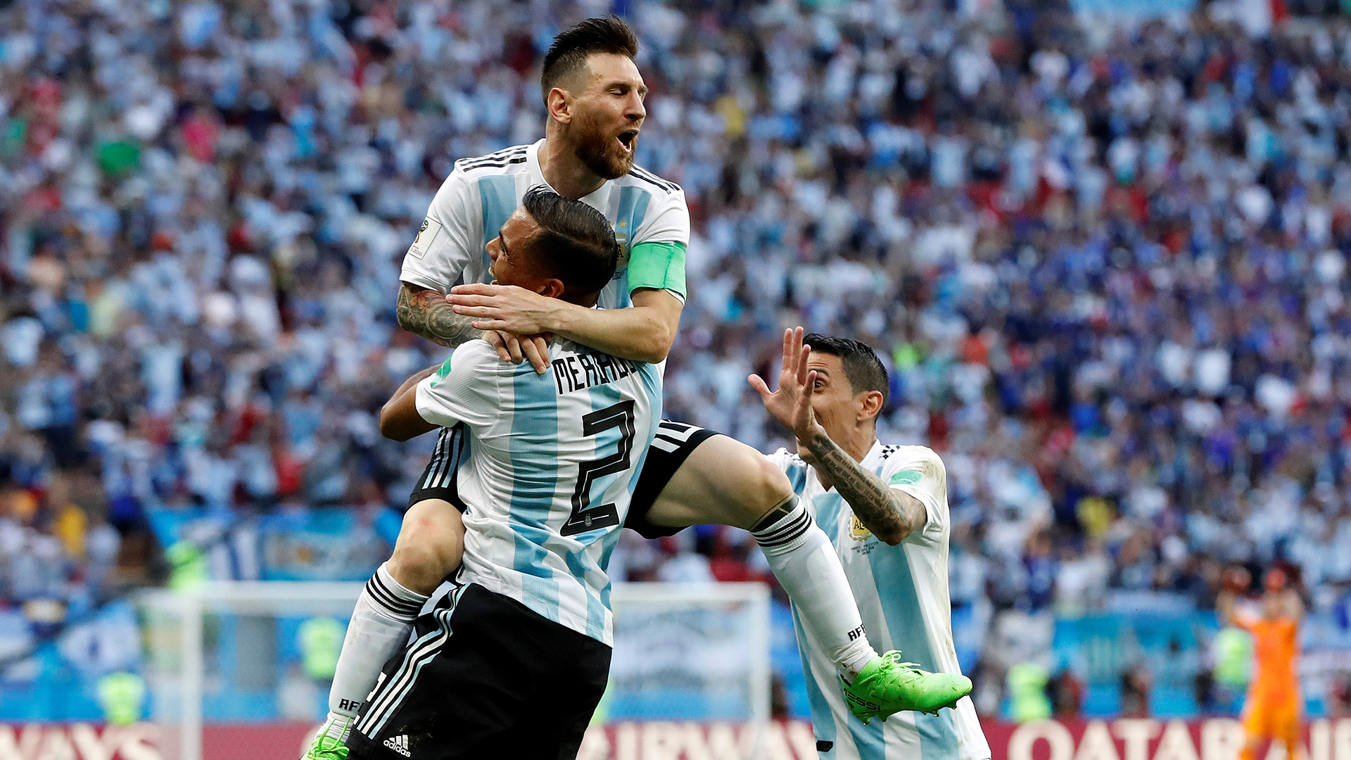 La Argentina consiguió dar vuelta el partido con un tanto del lateral derecho del Sevilla