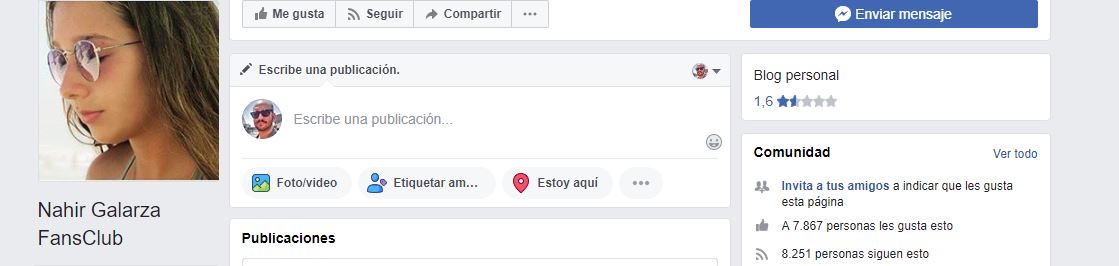 El club de fans de Nahir en Facebook: más de 7800 likes.