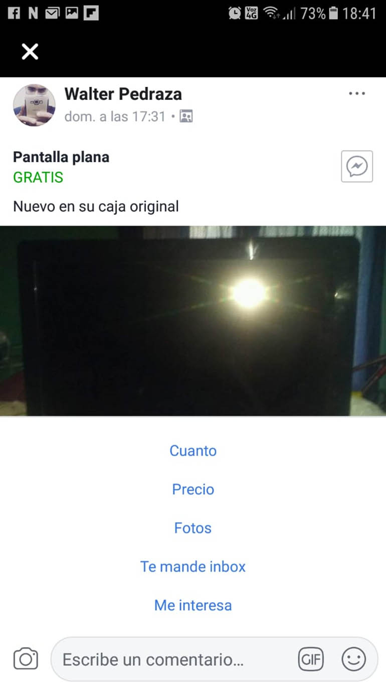 Los posteos de uno de los presuntos homicidas en los que ofrecía el televisor de la víctima en un portal de compra y venta
