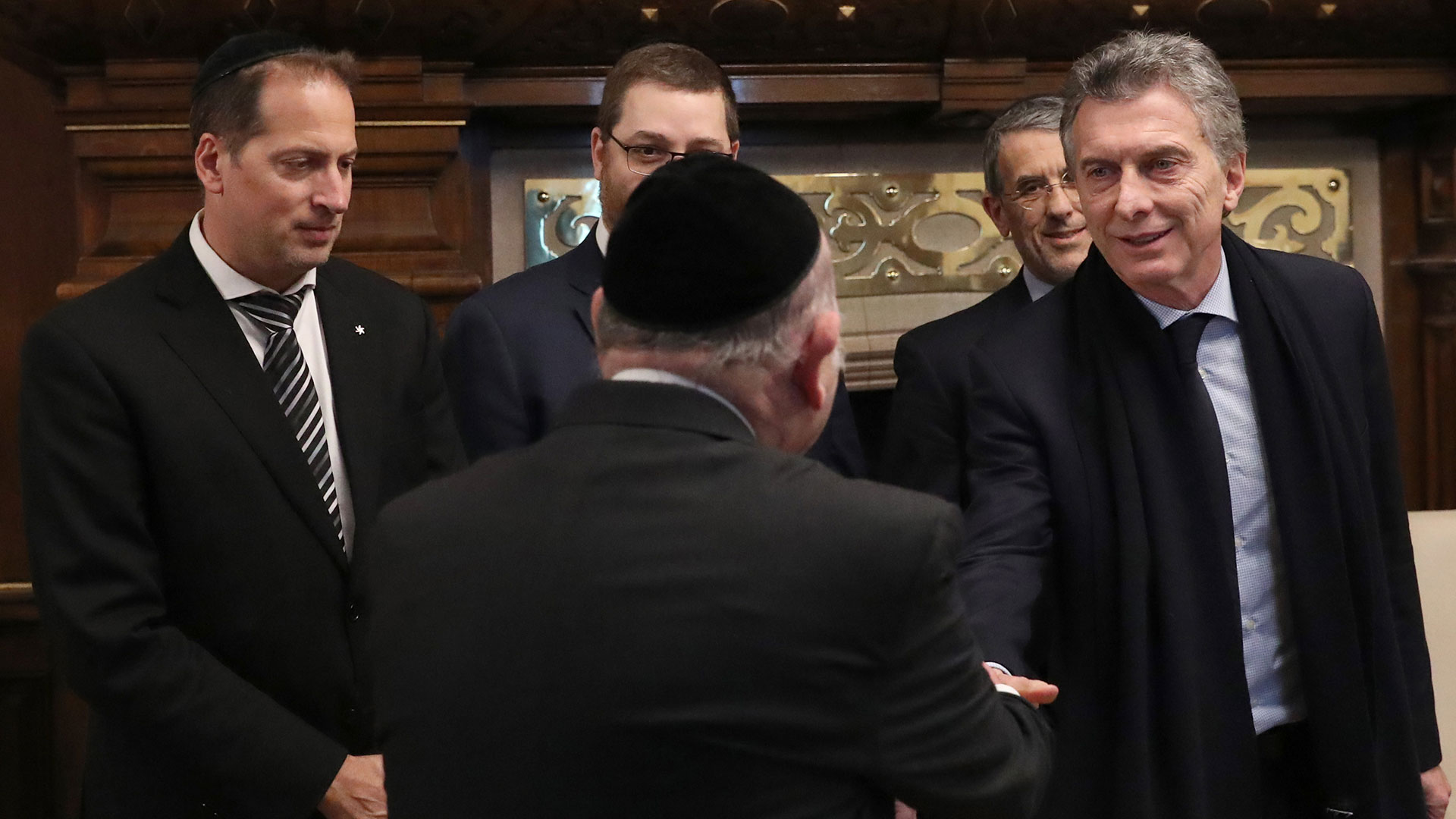 Mauricio Macri en Casa Rosada, el año pasado, junto a la cúpula de la AMIA