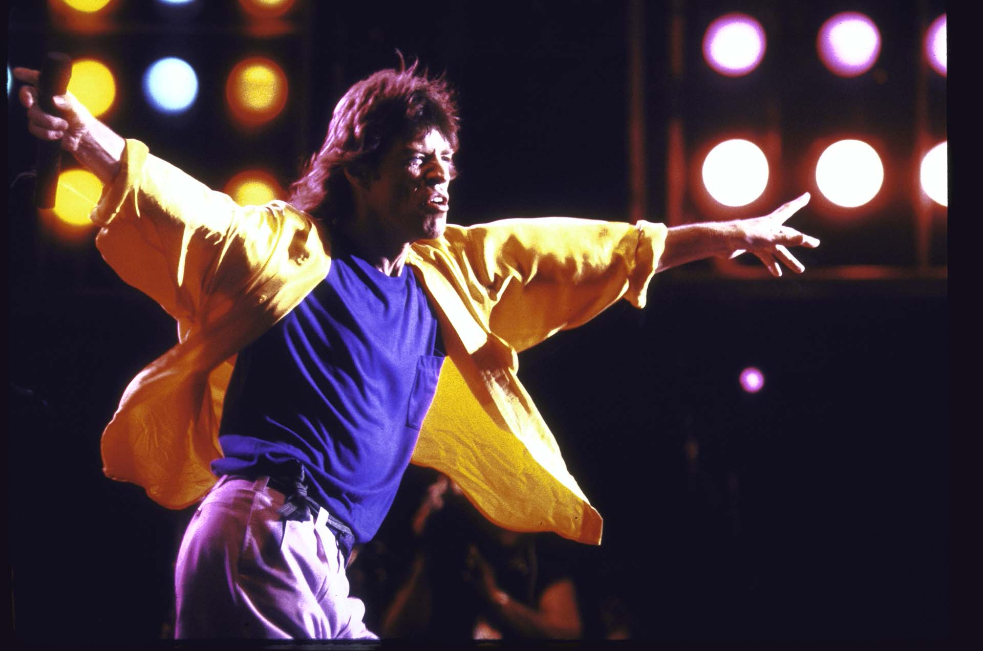 Mick Jagger en el concierto de Live Aid, el 13 de julio de 1985