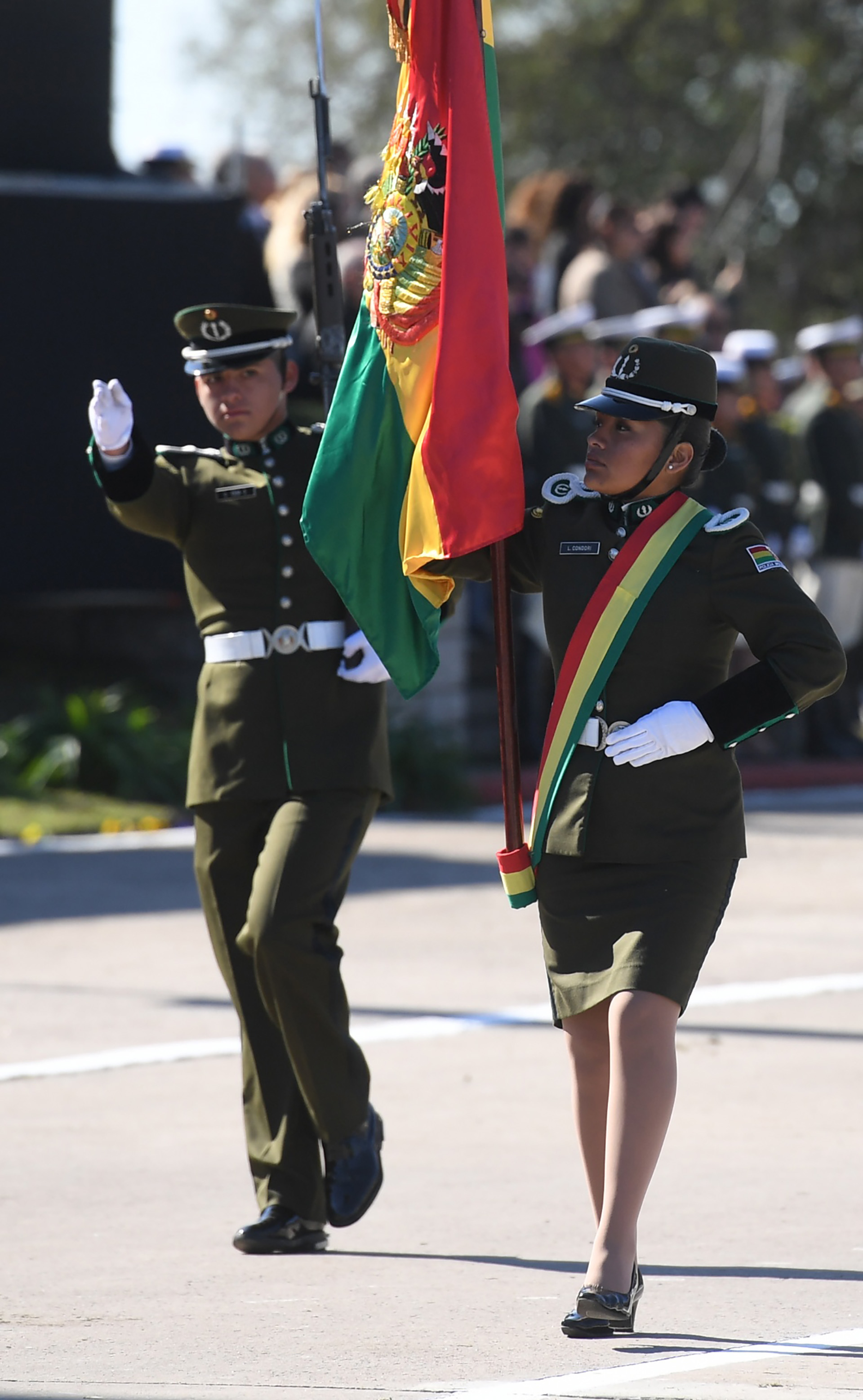 Durante la ceremonia, se rindió honor a las banderas de Bolivia, República de Chile, Guatemala, Perú, Panamá y Paraguay, estados nacionales que mantienen acuerdos de capacitación con la fuerza argentina