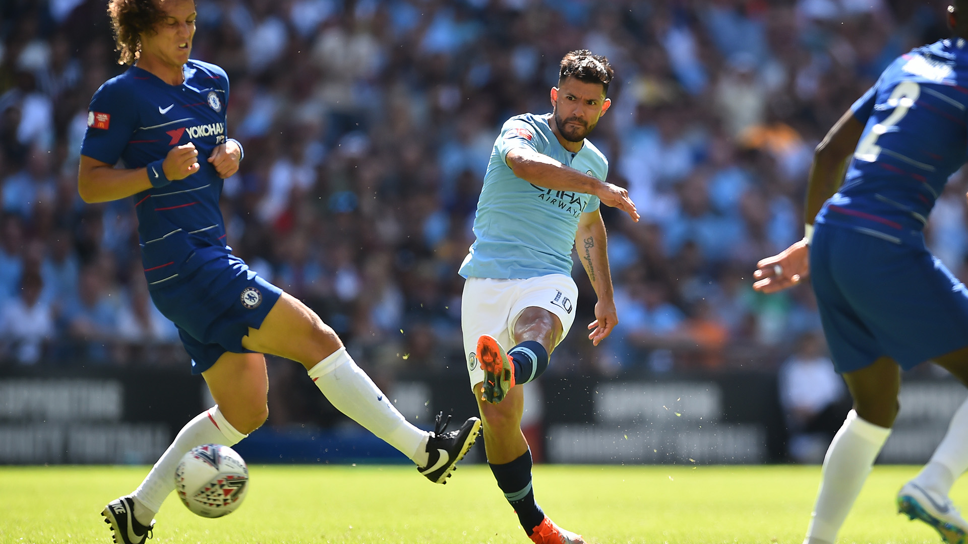 Sergio Agüero, artífice de la consagración del Manchester City en la Community Shield (AFP)