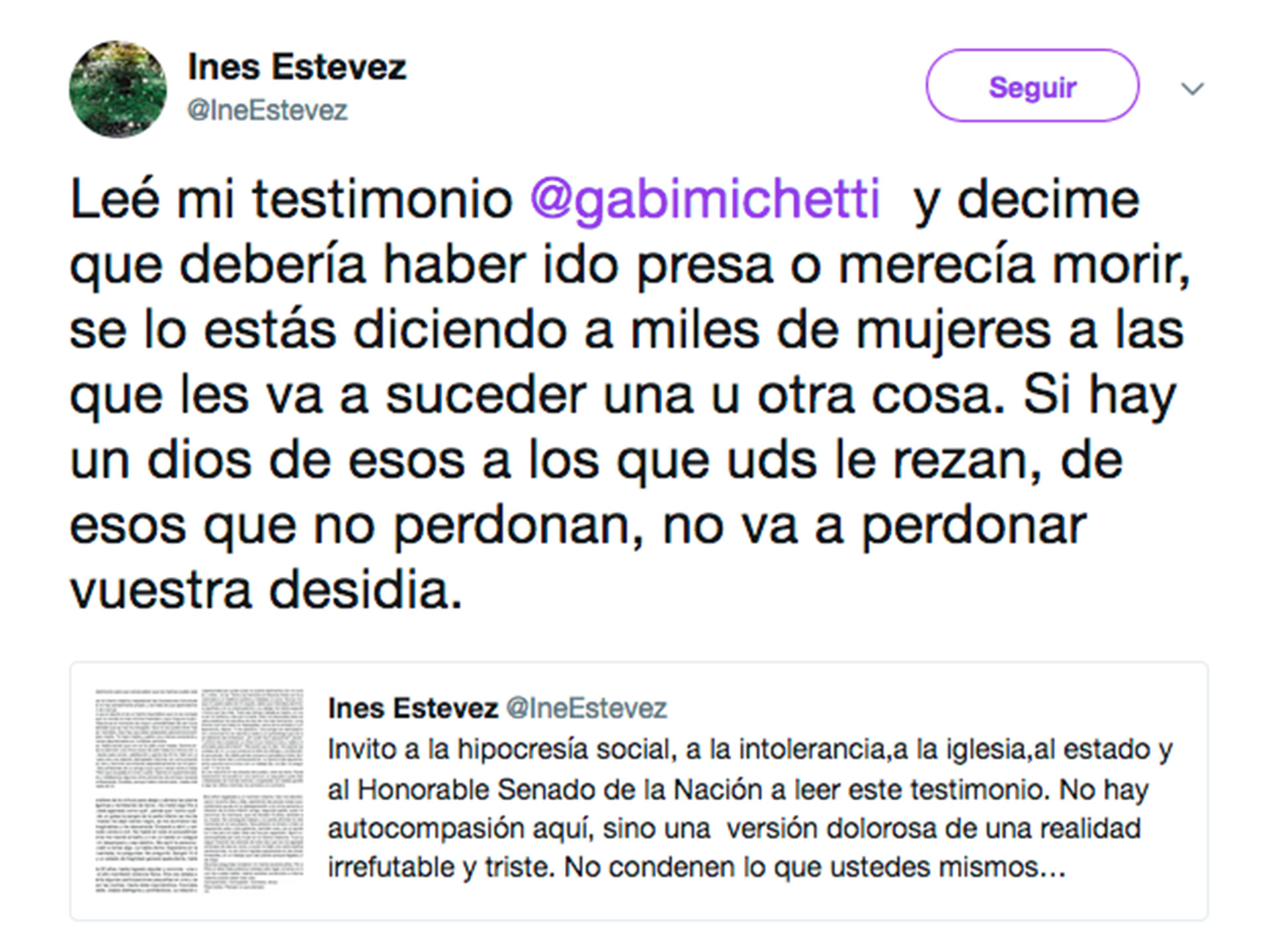 Desde Twitter, la actriz se mostró enojada con la vicepresidenta Gabriela Michetti.