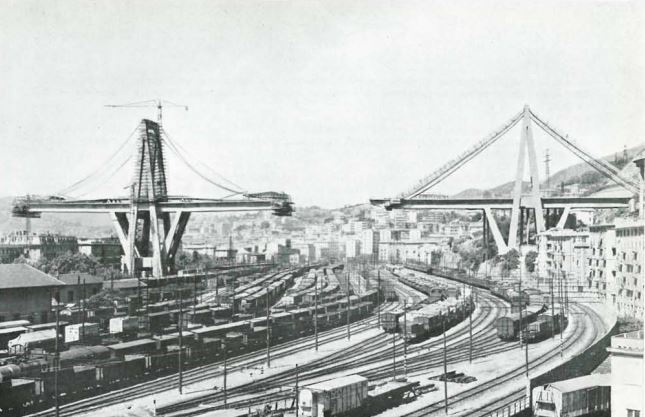 El puente Morandi durante su construcción