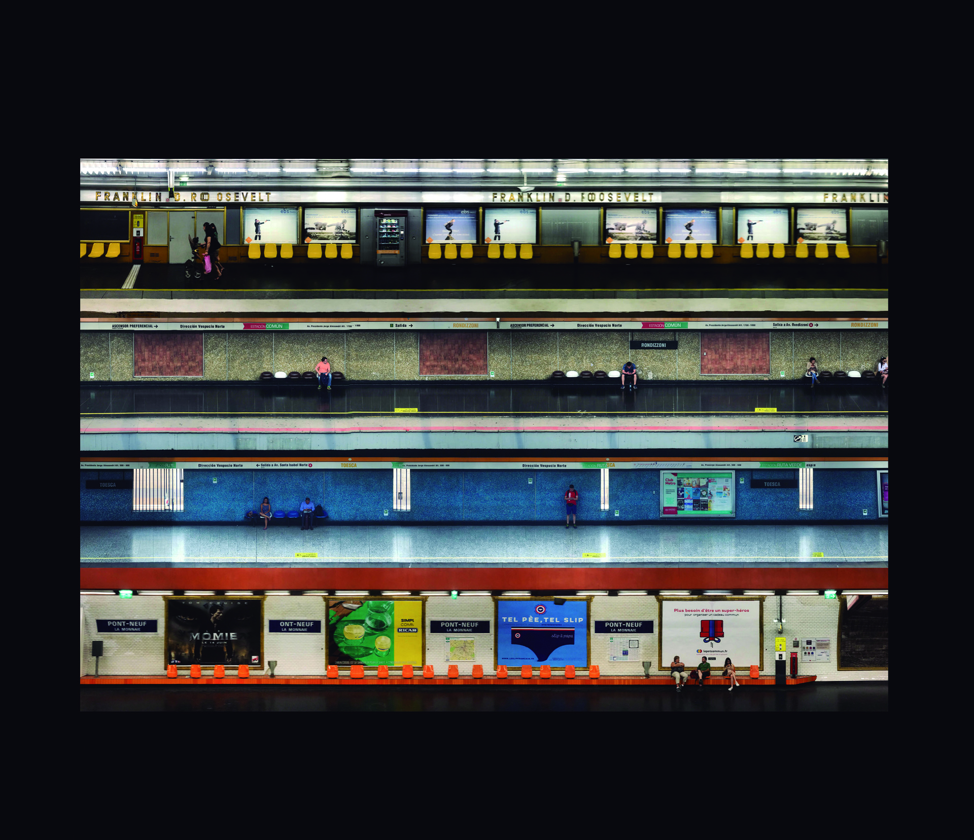Felipe Lavín, Subpanorama – París Stgo., (2017). Impresión papel Backlight, luz led 6500 K, marco aluminio negro, edición: 5/5, 60 cm x 60 cm
