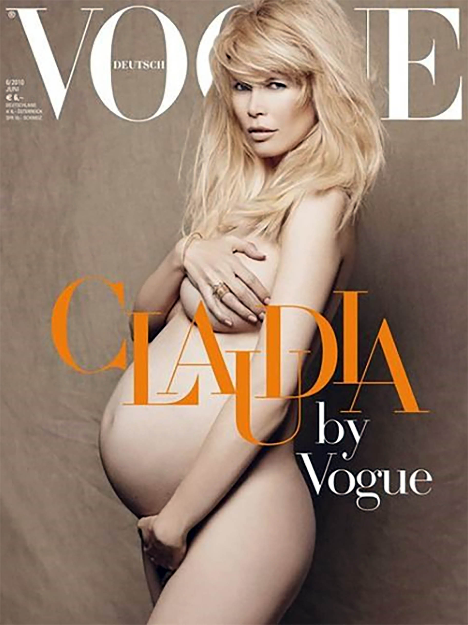Cuando estaba embarazada por tercera vez, posó desnuda para la edición alemana de la revista Vogue