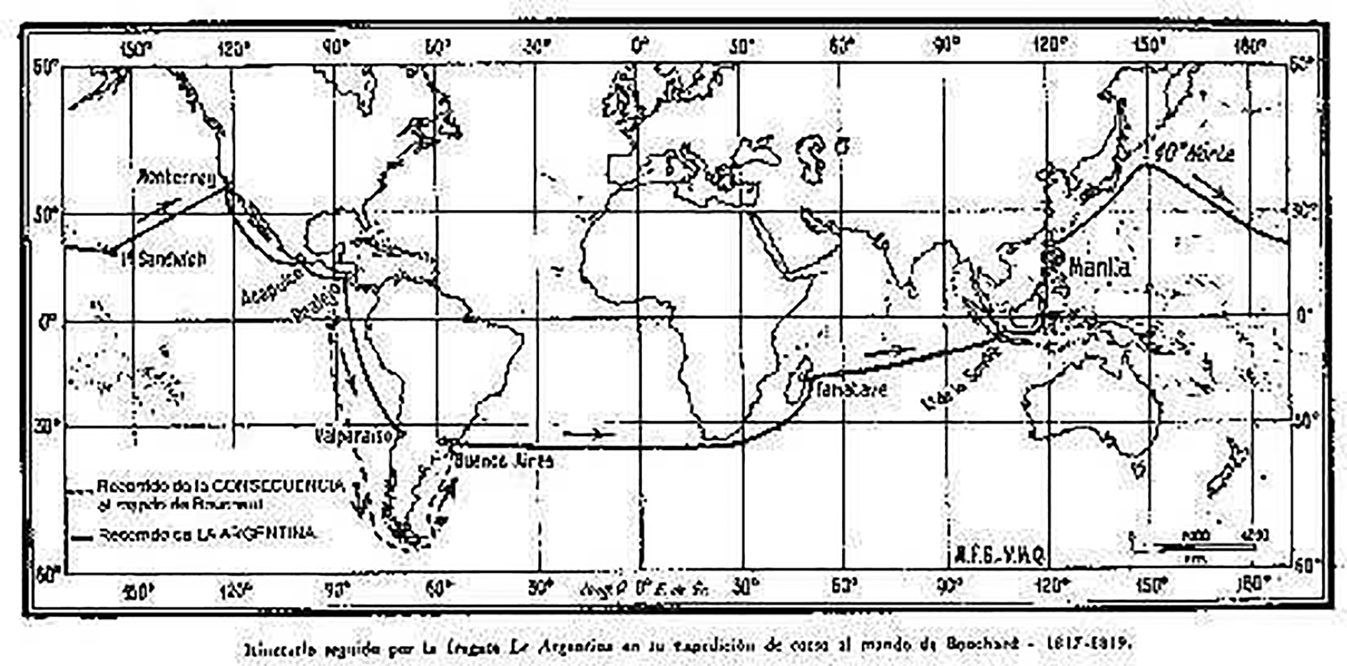 La ruta de Bouchard en su vuelta al mundo
