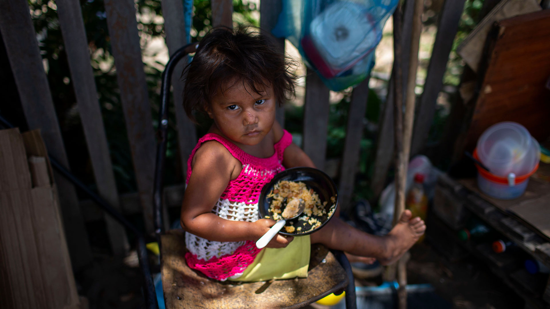 Niña venezolana en Boa Vista, capital del estado brasileño Roraima (AFP)