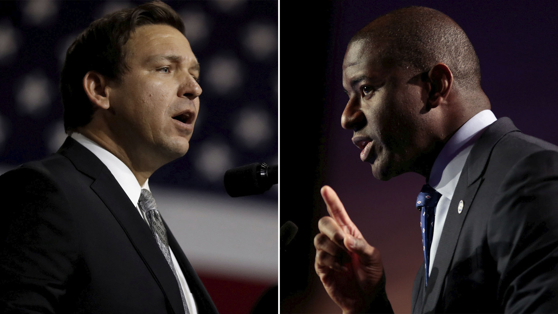 El candidato republicano Ron DeSantis y su contrincante demócrata Andrew Gillum