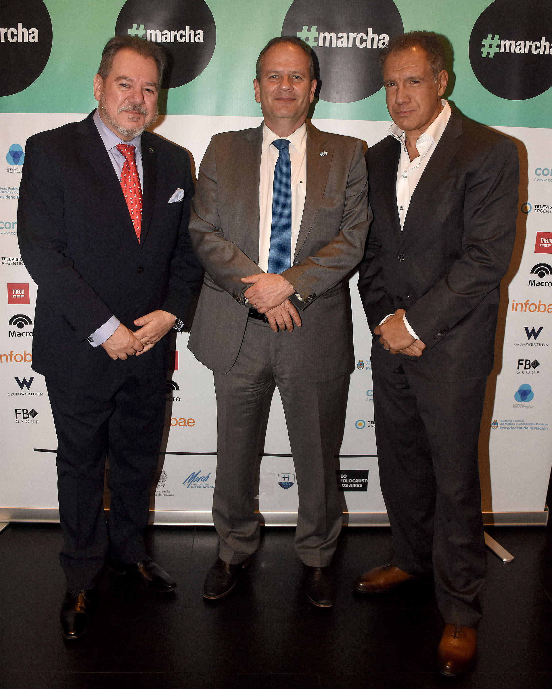 El empresario Mario Montoto; el embajador de Israel en la Argentina, Ilan Sztulman, y el fundador de Infobae, Daniel Hadad
