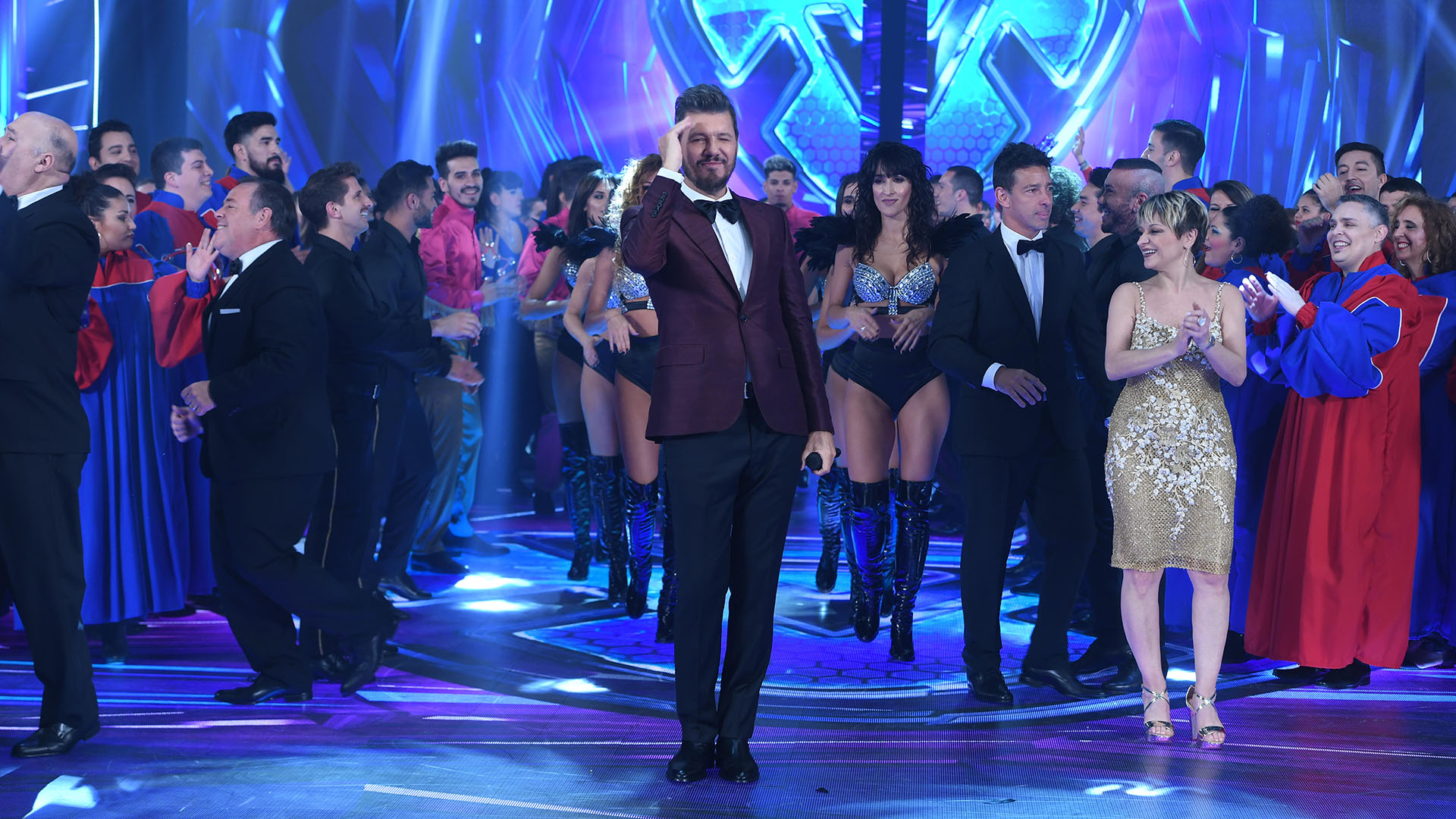 Marcelo Tinelli en su aparición en la apertura de “Showmatch”