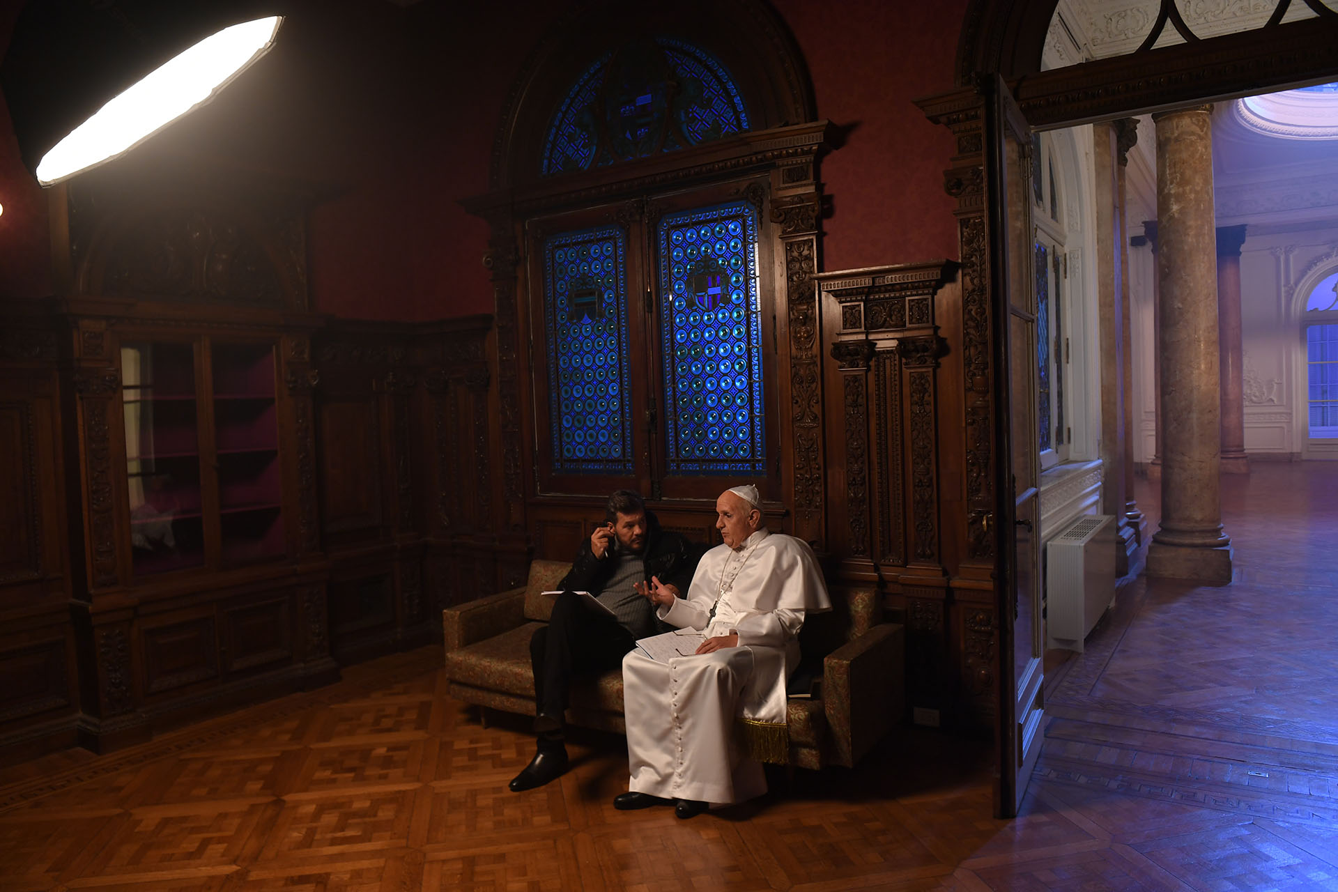Marcelo Tinelli con el Papa Francisco, imitado por Martín Bossi