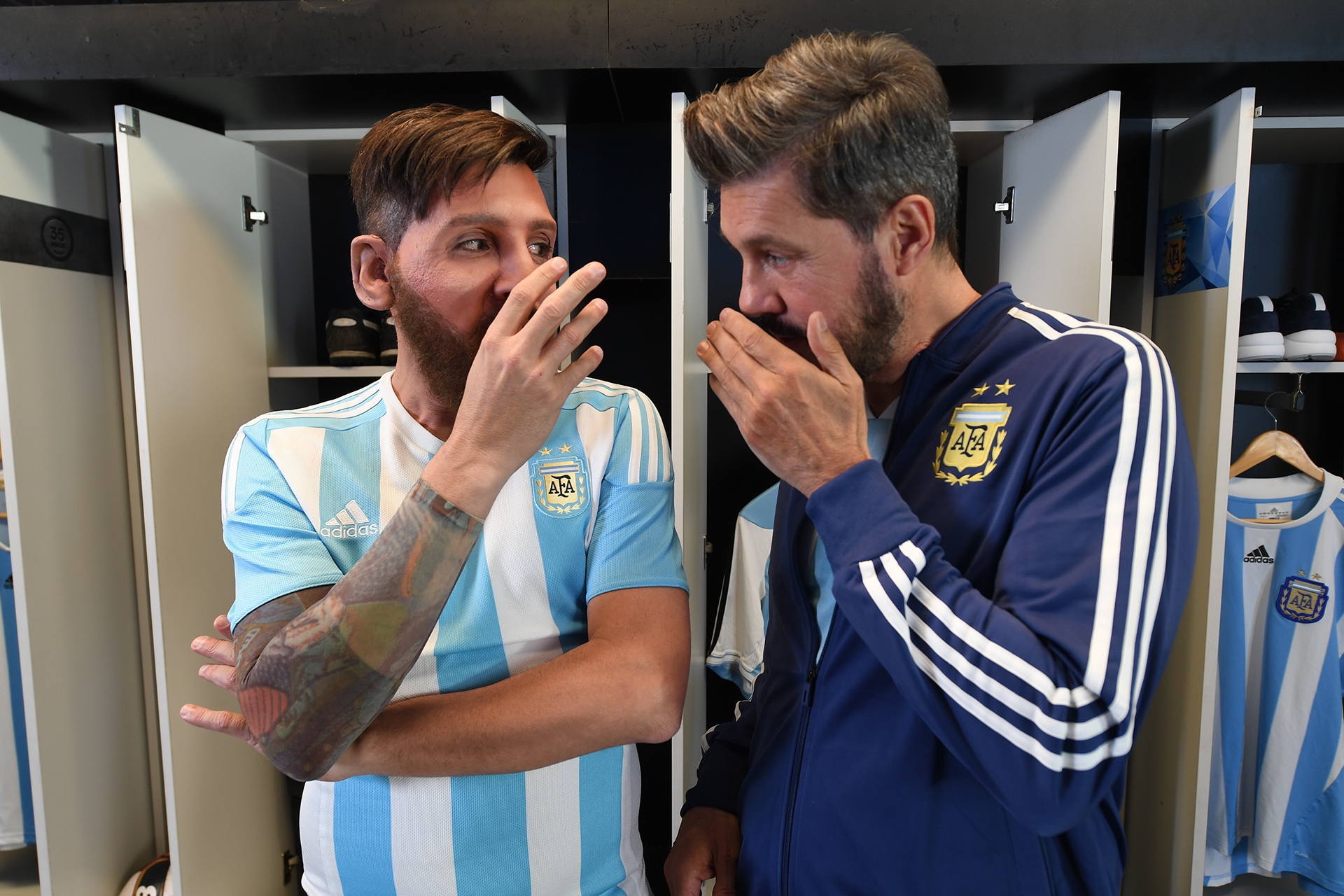 Marcelo Tinelli con Lionel Messi, imitado por Martín Bossi