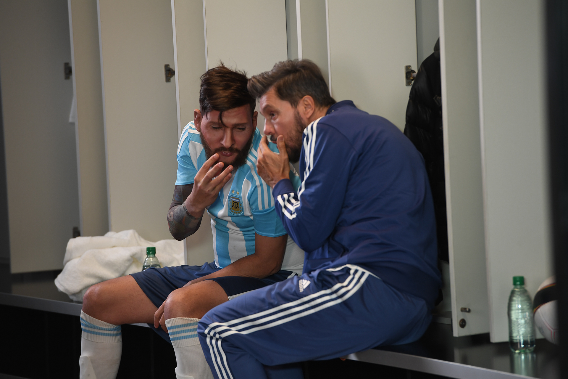 Marcelo Tinelli con Lionel Messi, imitado por Martín Bossi