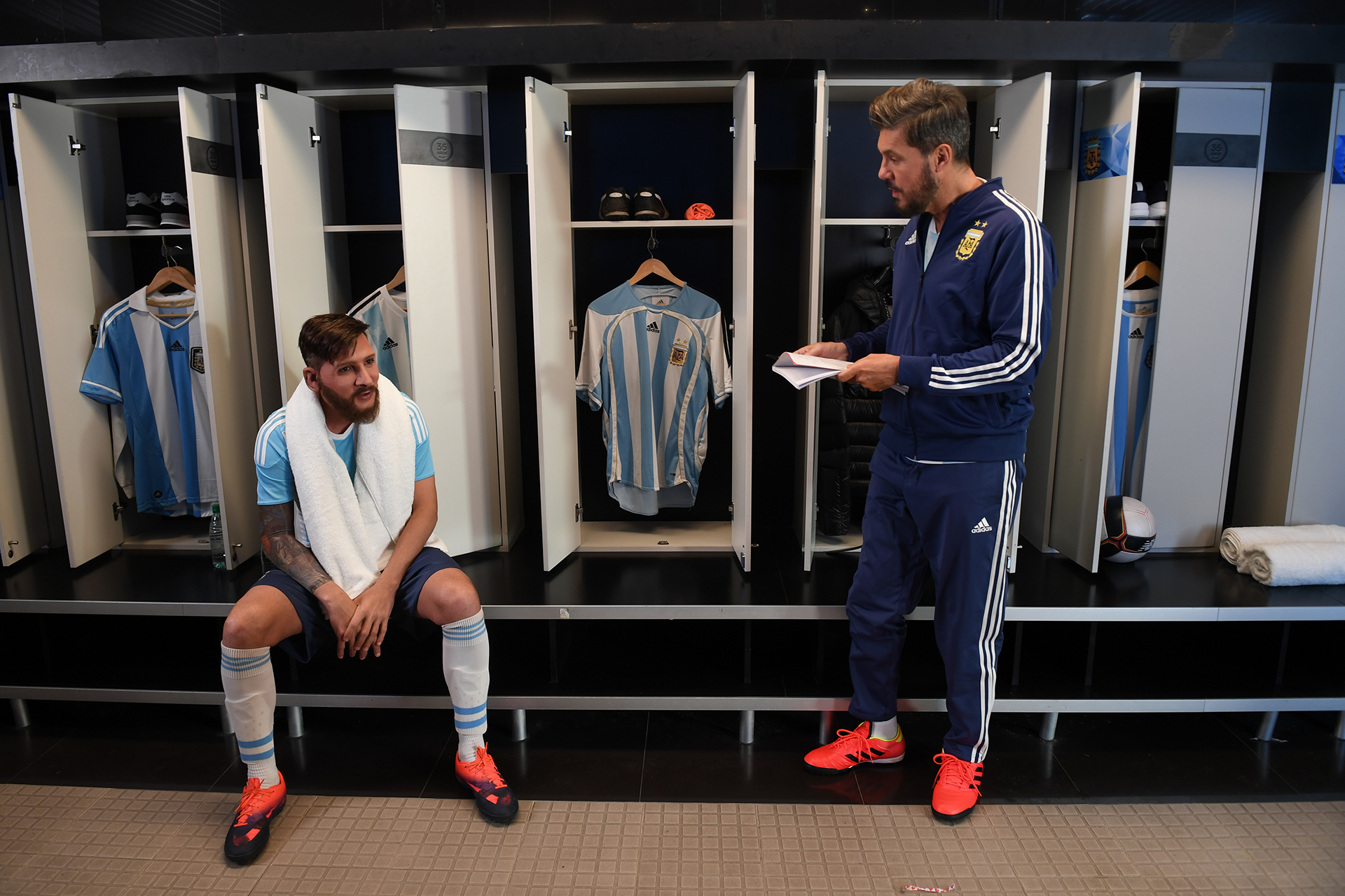 Marcelo Tinelli con Lionel Messi, imitado por Martín Bossi