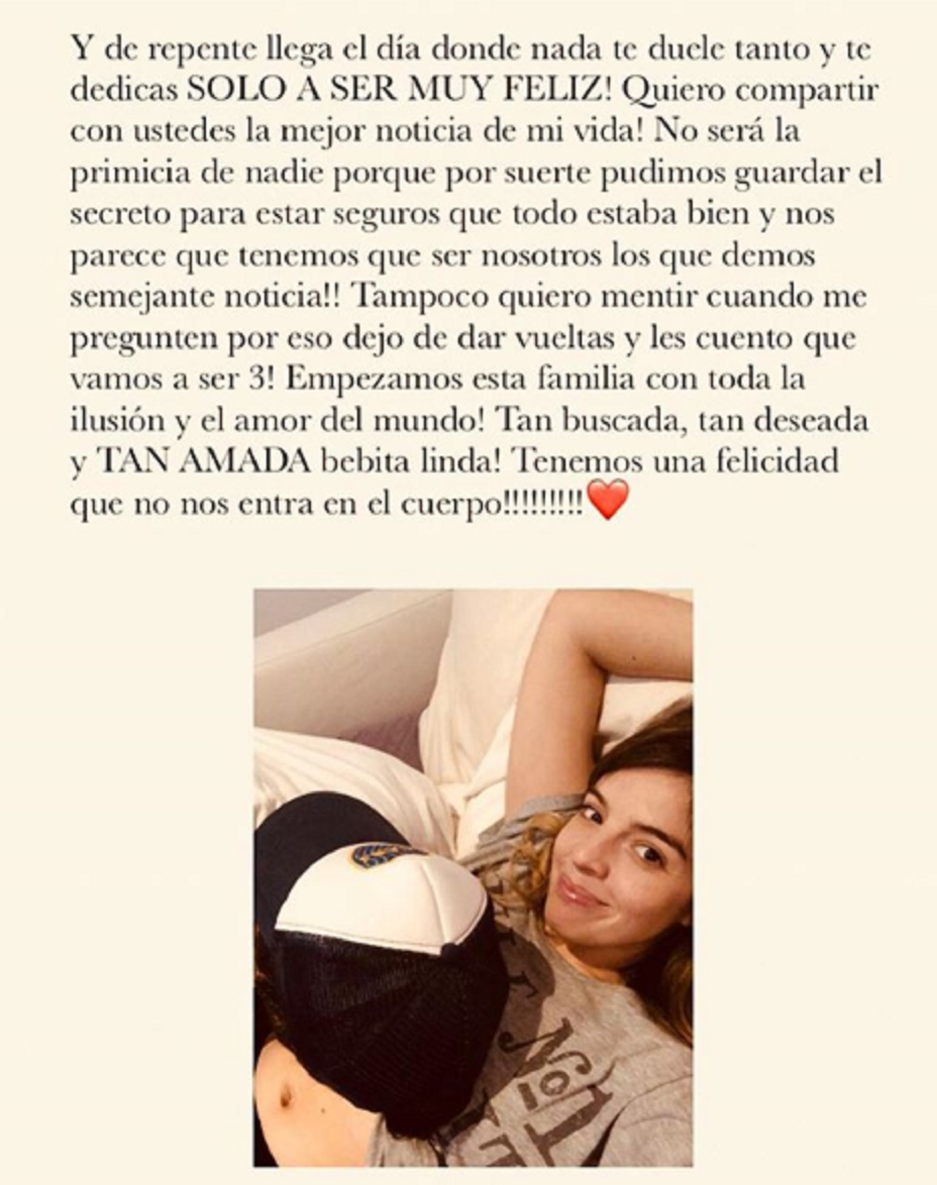 Dalma Maradona anunció que está embarazada en Instagram. “Empezamos esta familia con toda la ilusión y el amor del mundo. ¡Tan buscada, tan deseada y tan amada, bebita linda!”, escribió la actriz