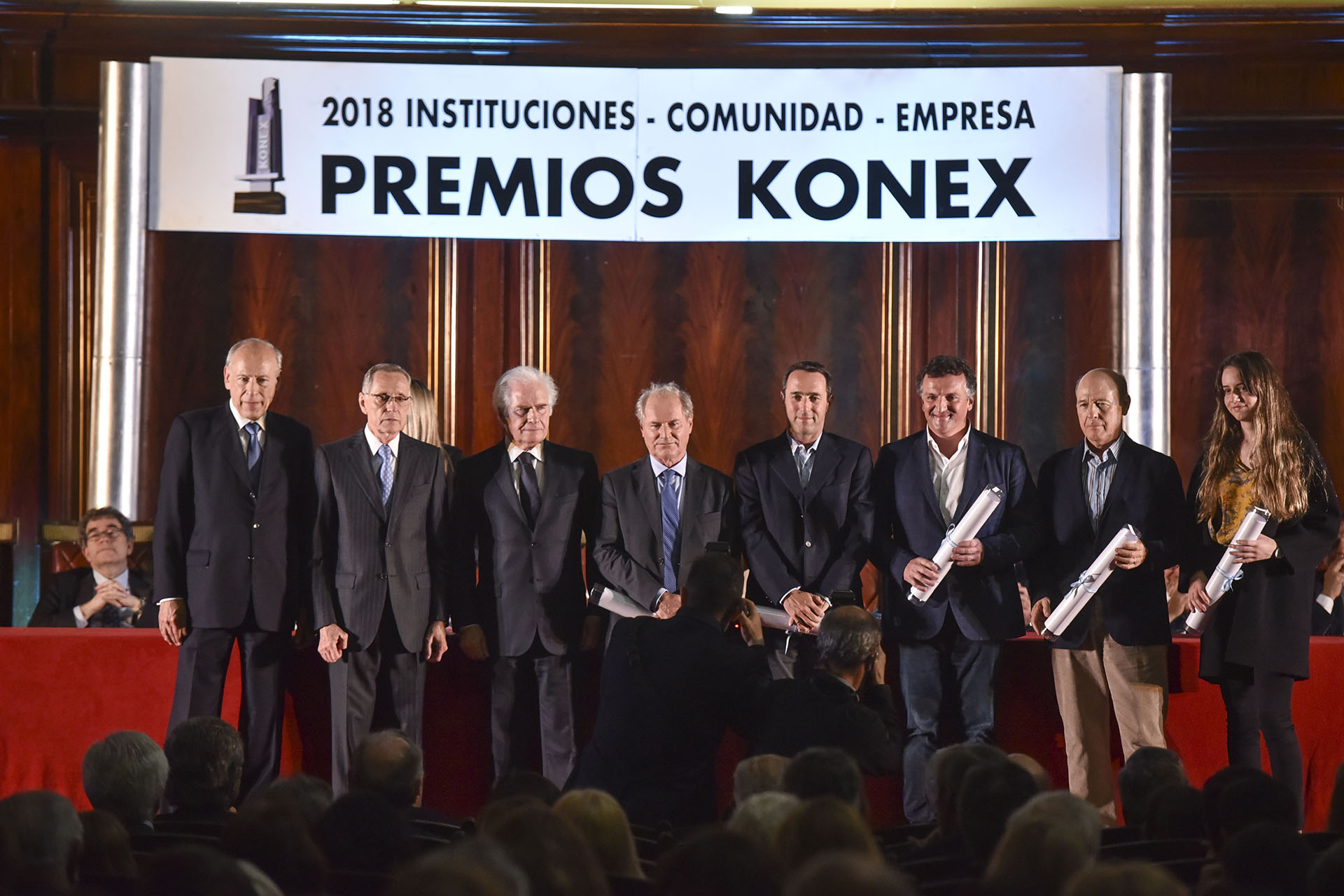 Empresarios del Comercio, de la Banca y de los Servicios: Federico Braun, Marcos Galperin, Martín Migoya, Roberto Souviron y Patricio Supervielle (el Diploma al Mérito fue recibido por su hija)